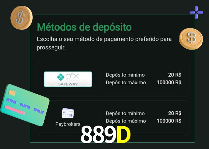 O cassino 889D oferece uma grande variedade de métodos de pagamento